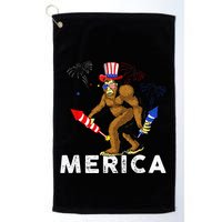 Bigfoot Fireworks Merica 4th Of July Sasquatch Golf Towel