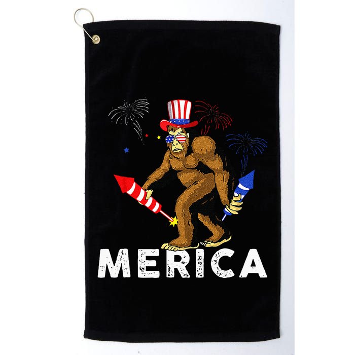 Bigfoot Fireworks Merica 4th Of July Sasquatch Golf Towel