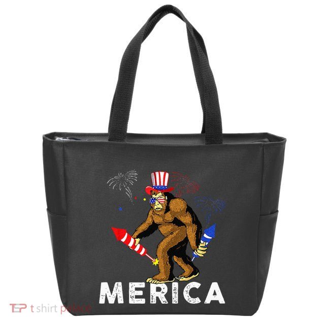 Bigfoot Fireworks Merica 4th Of July Sasquatch Zip Tote Bag