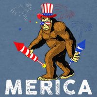 Bigfoot Fireworks Merica 4th Of July Sasquatch Garment-Dyed Sweatshirt