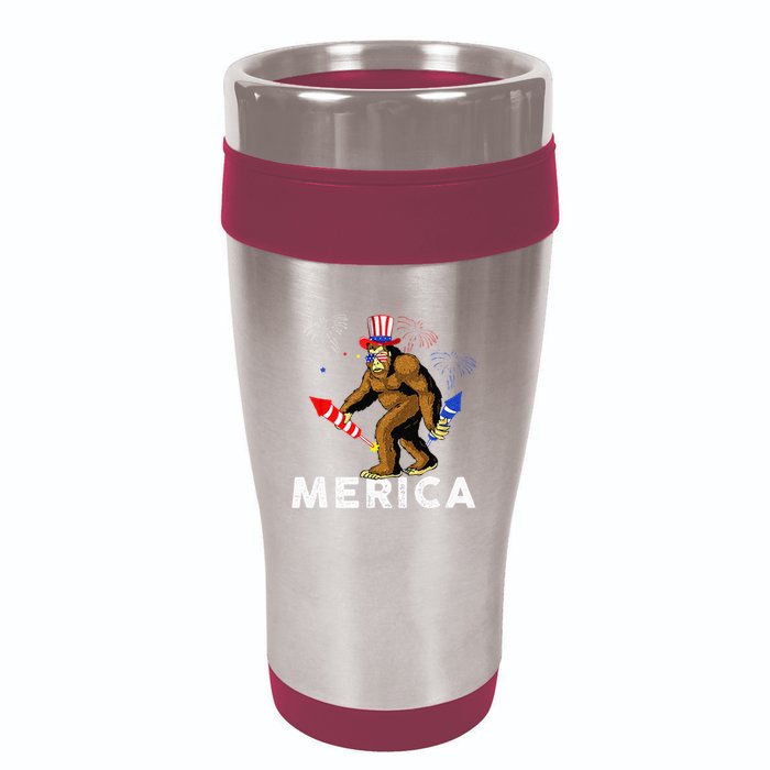 Bigfoot Fireworks Merica 4th Of July Sasquatch 16oz Travel Tumbler