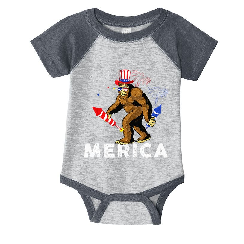 Bigfoot Fireworks Merica 4th Of July Sasquatch Infant Baby Jersey Bodysuit