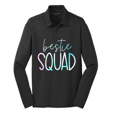 Best Friend Matching Squad Tie Dye Bestie Bff Silk Touch Performance Long Sleeve Polo