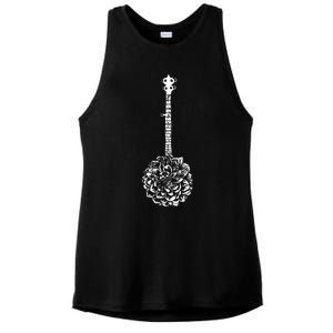 Banjo Flower Minimalist Music Ladies PosiCharge Tri-Blend Wicking Tank