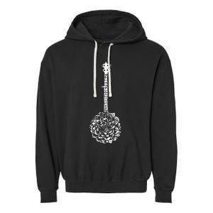 Banjo Flower Minimalist Music Garment-Dyed Fleece Hoodie