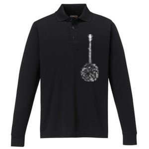 Banjo Flower Minimalist Music Performance Long Sleeve Polo