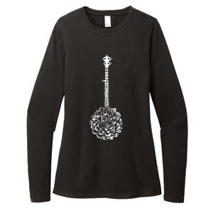 Banjo Flower Minimalist Music Womens CVC Long Sleeve Shirt