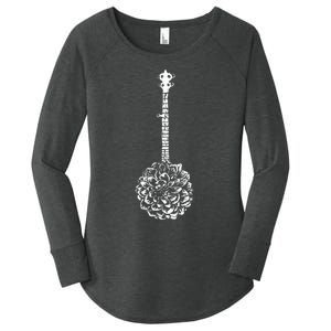 Banjo Flower Minimalist Music Women's Perfect Tri Tunic Long Sleeve Shirt