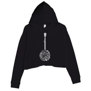 Banjo Flower Minimalist Music Crop Fleece Hoodie