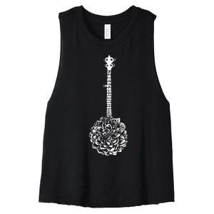 Banjo Flower Minimalist Music Women's Racerback Cropped Tank