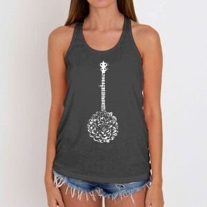 Banjo Flower Minimalist Music Women's Knotted Racerback Tank