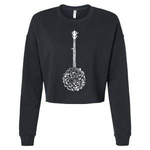 Banjo Flower Minimalist Music Cropped Pullover Crew