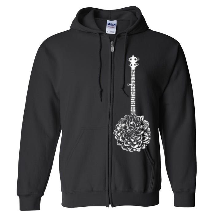 Banjo Flower Minimalist Music Full Zip Hoodie