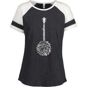 Banjo Flower Minimalist Music Enza Ladies Jersey Colorblock Tee