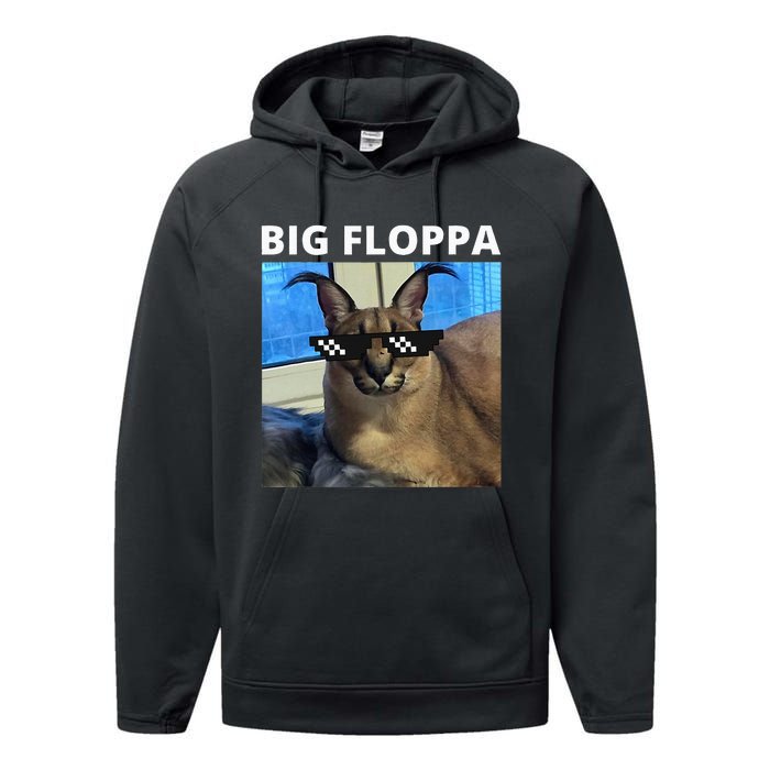 Big Floppa Meme Cat Performance Fleece Hoodie