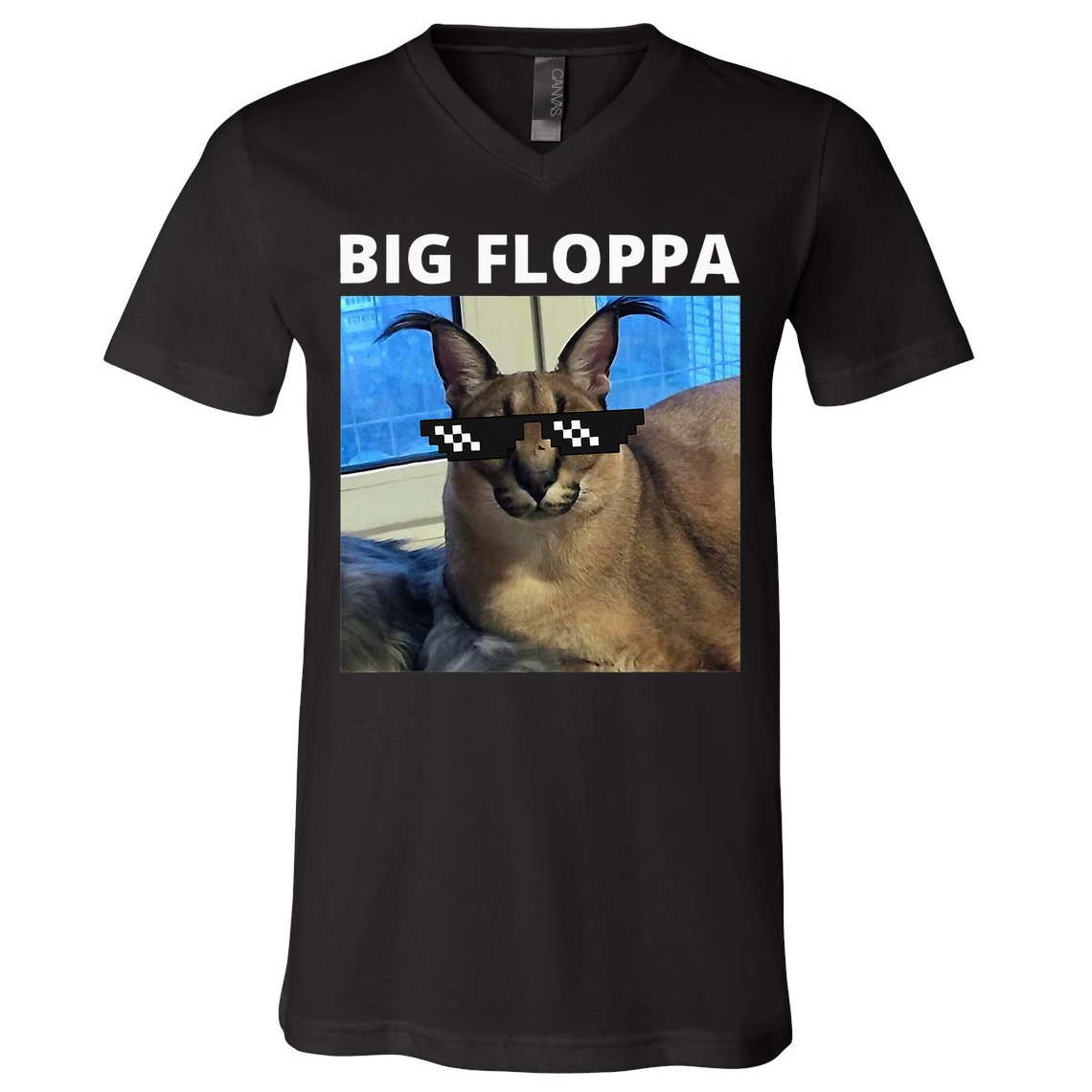 Big Floppa Meme Cat V-Neck T-Shirt