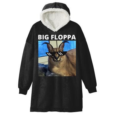 Big Floppa Meme Cat Hooded Wearable Blanket