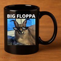 Big Floppa Meme Cat 11oz C Handle Ceramic Mug