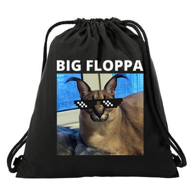 Big Floppa Meme Cat Drawstring Bag