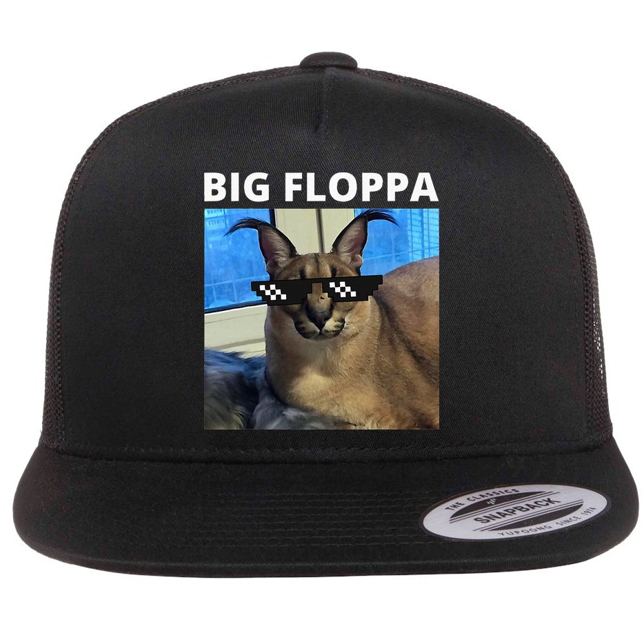 Big Floppa Meme Cat Flat Bill Trucker Hat