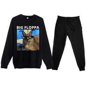 Big Floppa Meme Cat Premium Crewneck Sweatsuit Set