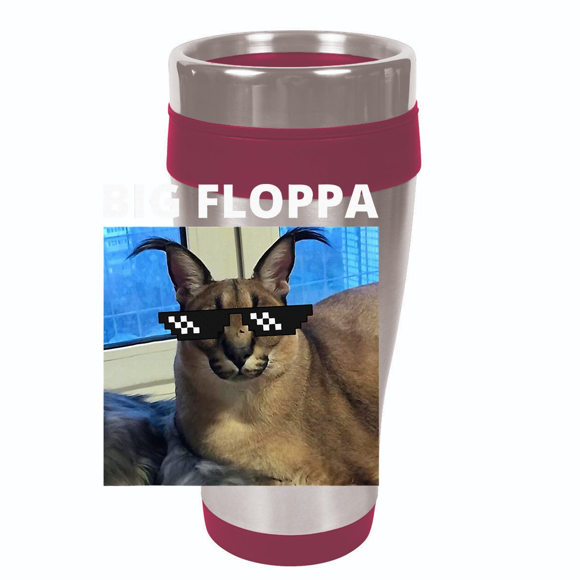 Big Floppa Meme Cat 12oz Stainless Steel Coffee Mug
