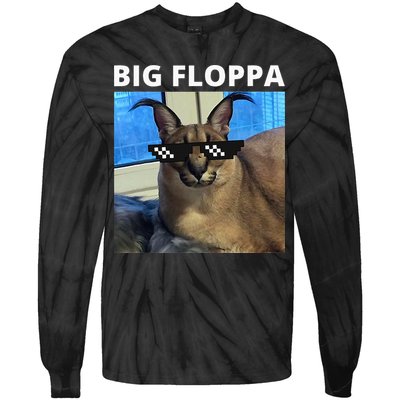 Big Floppa Meme Cat Tie-Dye Long Sleeve Shirt