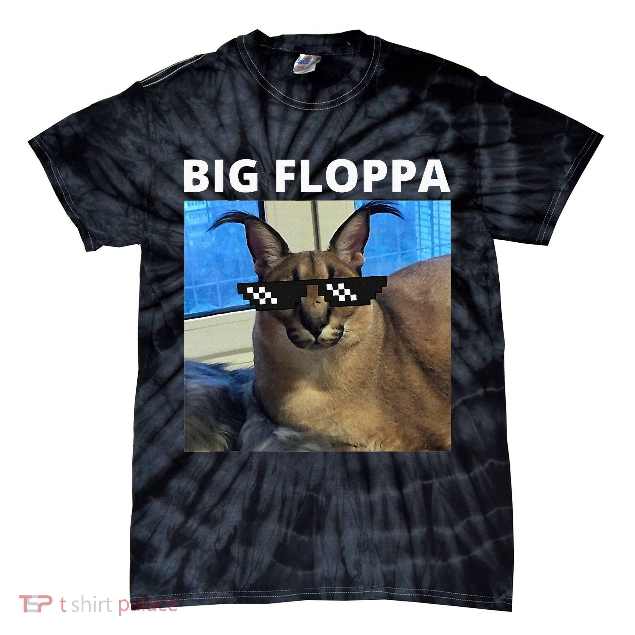 Big Floppa Meme Cat Tie-Dye T-Shirt