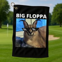 Big Floppa Meme Cat Golf Towel