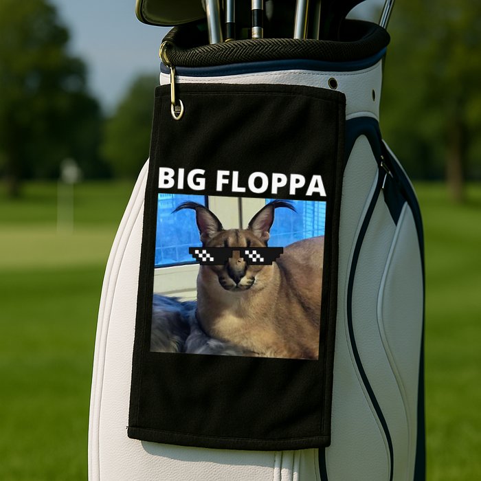 Big Floppa Meme Cat Golf Towel