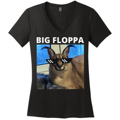 Big Floppa Meme Cat Women's V-Neck T-Shirt