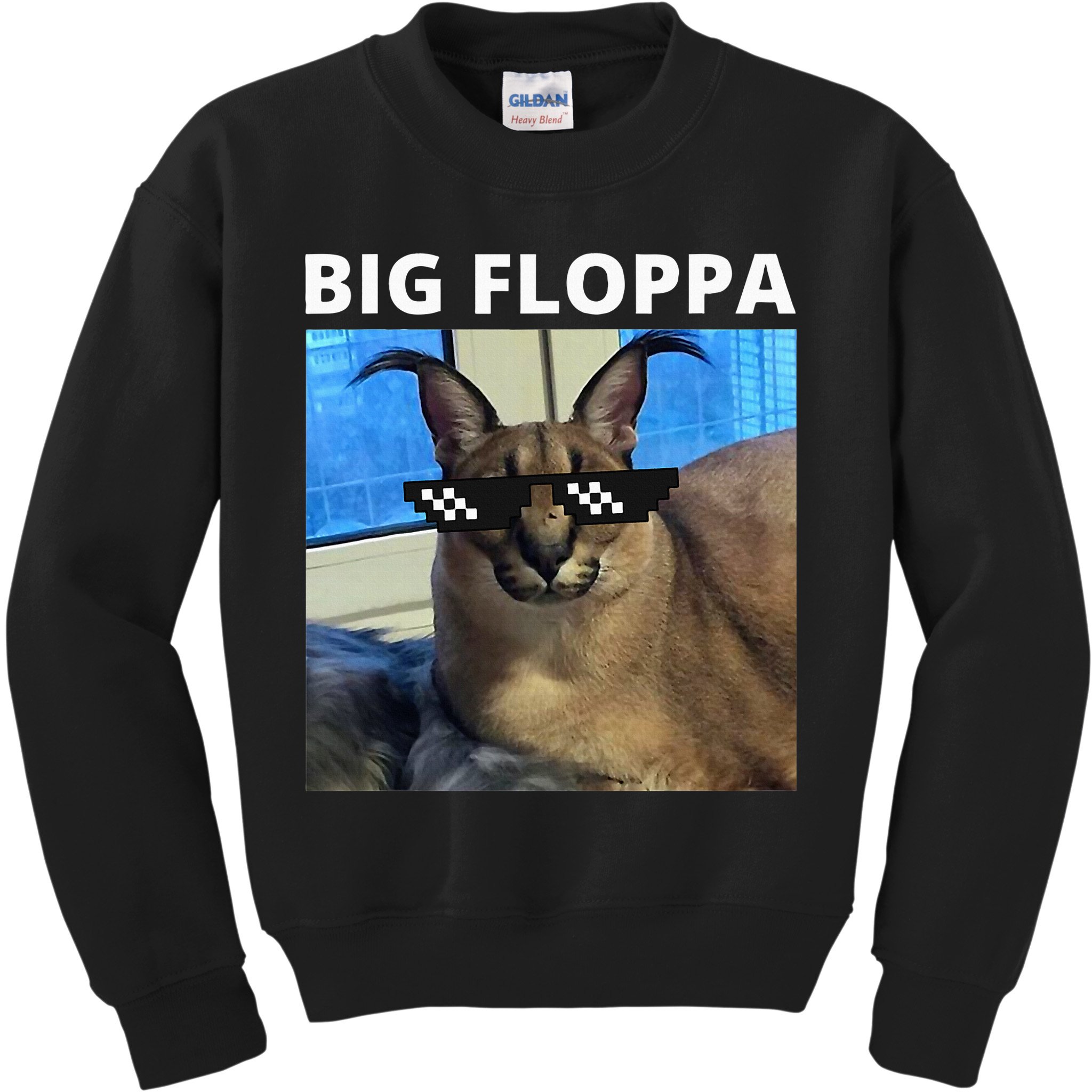 Big Floppa Meme Cat Kids Sweatshirt