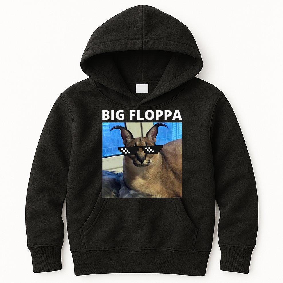 Big Floppa Meme Cat Kids Hoodie