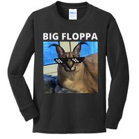 Big Floppa Meme Cat Kids Long Sleeve Shirt