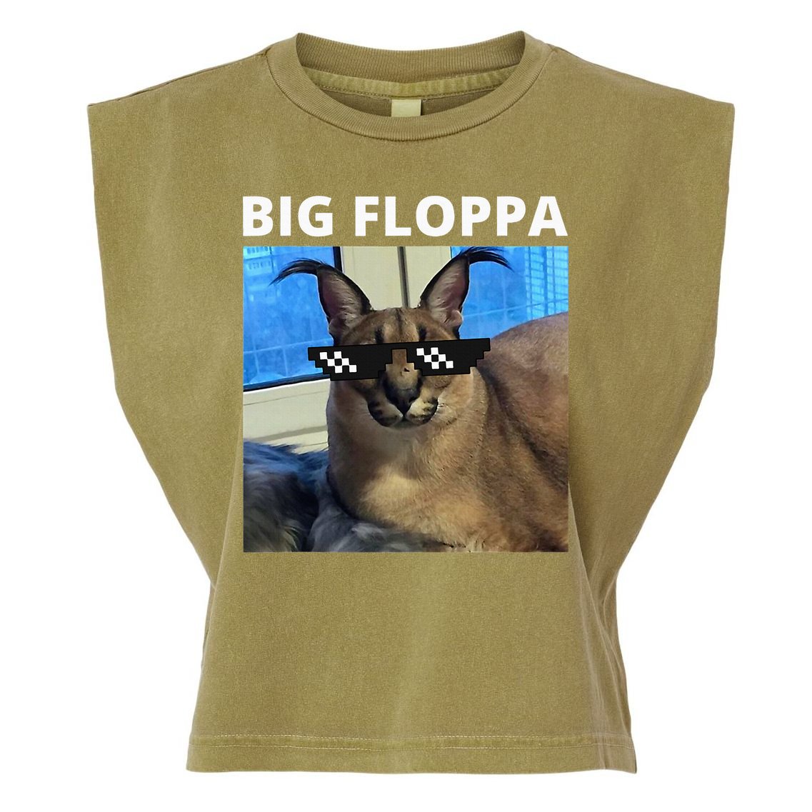 Big Floppa Meme Cat Garment-Dyed Women's Muscle Tee