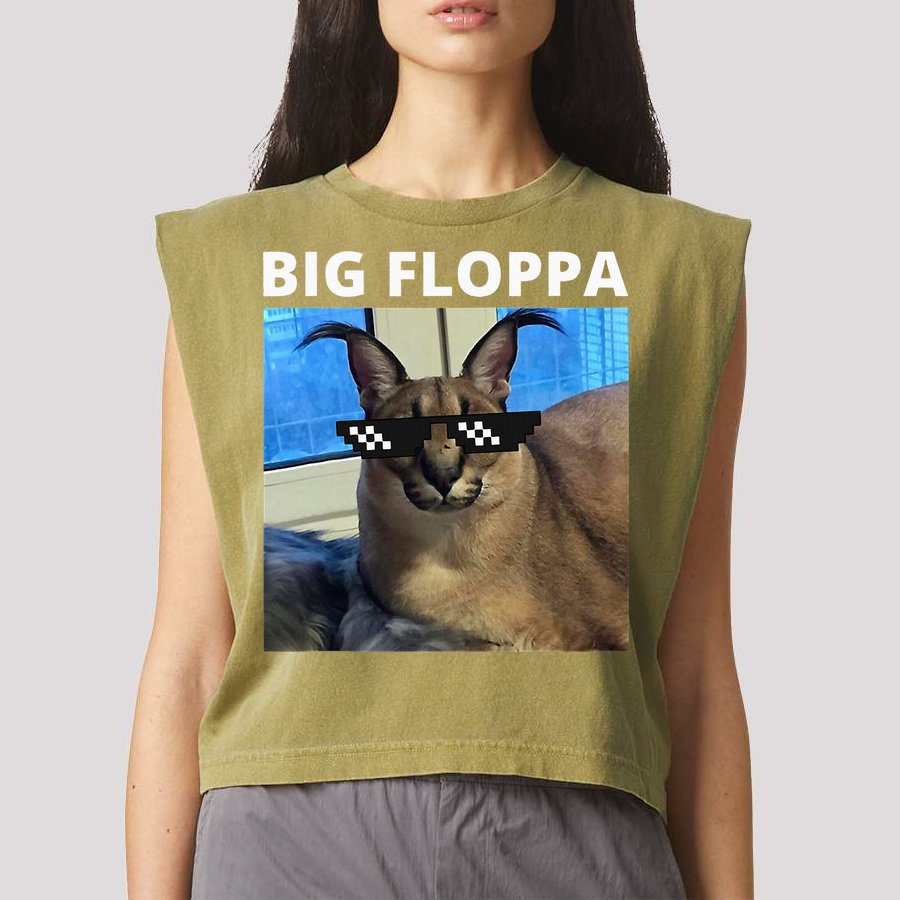 Big Floppa Meme Cat Garment-Dyed Women's Muscle Tee