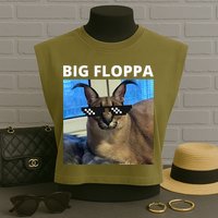 Big Floppa Meme Cat Garment-Dyed Women's Muscle Tee
