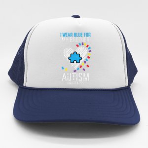 Blue For My Brother Autism Awareness Family Sister Sibling Trucker Hat