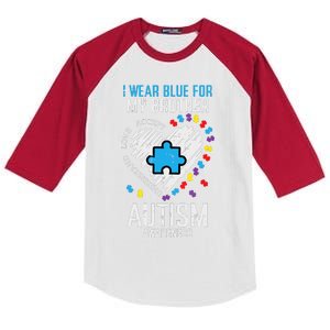 Blue For My Brother Autism Awareness Family Sister Sibling Kids Colorblock Raglan Jersey