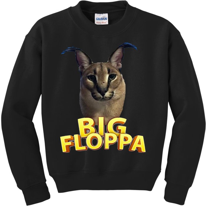 Big Floppa Meme Cat Kids Sweatshirt