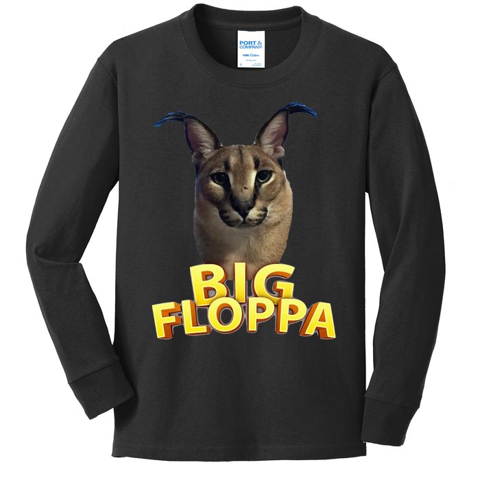 Big Floppa Meme Cat Kids Long Sleeve Shirt