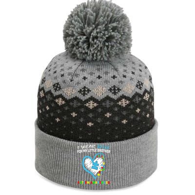 Blue For My Little Brother Autism Awareness Funny Gift Acceptance Gift The Baniff Cuffed Pom Beanie