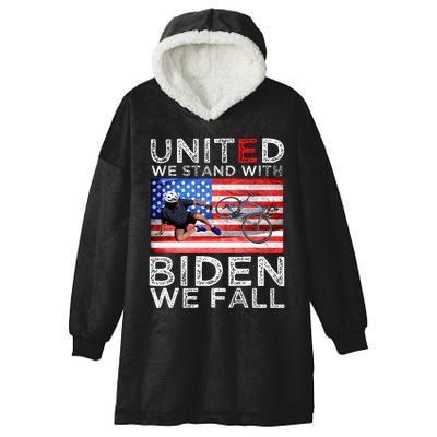 Biden Falling Memes United We Stand With Biden We Fall Funny Hooded Wearable Blanket