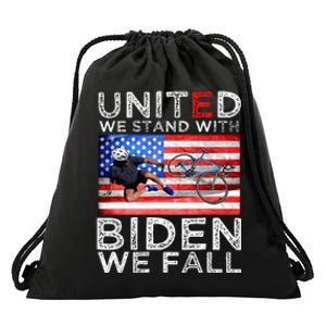 Biden Falling Memes United We Stand With Biden We Fall Funny Drawstring Bag