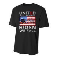 Biden Falling Memes United We Stand With Biden We Fall Funny Youth Performance Sprint T-Shirt