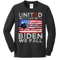 Biden Falling Memes United We Stand With Biden We Fall Funny Kids Long Sleeve Shirt