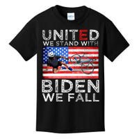 Biden Falling Memes United We Stand With Biden We Fall Funny Kids T-Shirt