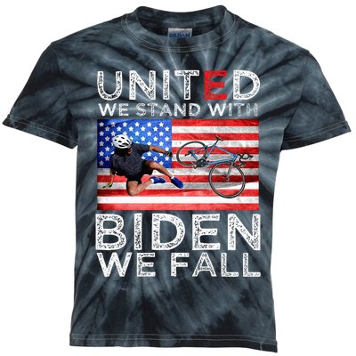 Biden Falling Memes United We Stand With Biden We Fall Funny Kids Tie-Dye T-Shirt