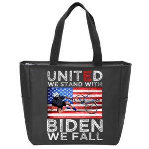 Biden Falling Memes United We Stand With Biden We Fall Funny Zip Tote Bag