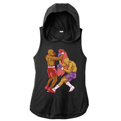 Boxers Fighting Match Ladies PosiCharge Tri-Blend Wicking Draft Hoodie Tank